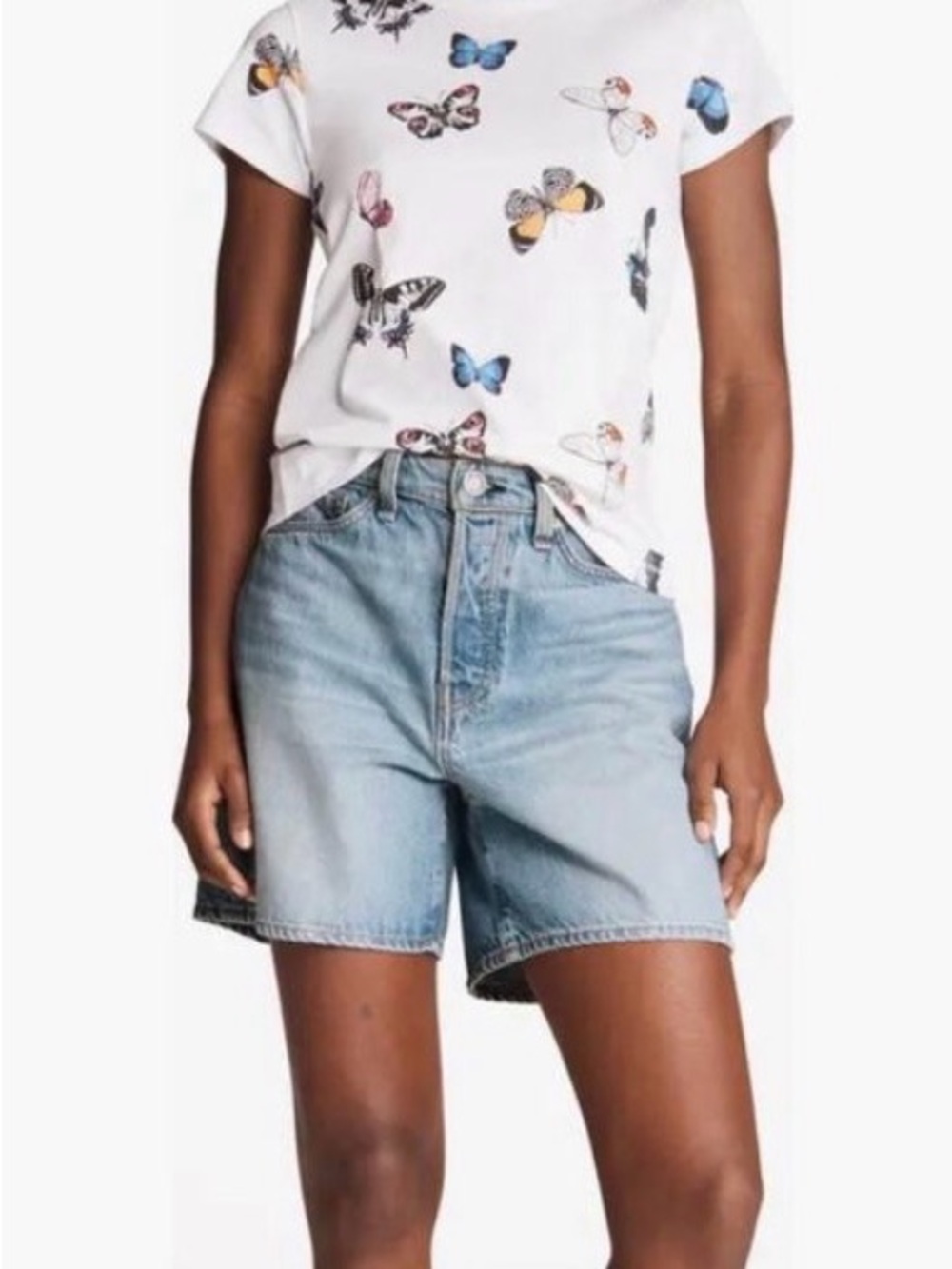 Rag & Bone Maya High Rise 6inch A-line Denim Shorts in Tulip wash